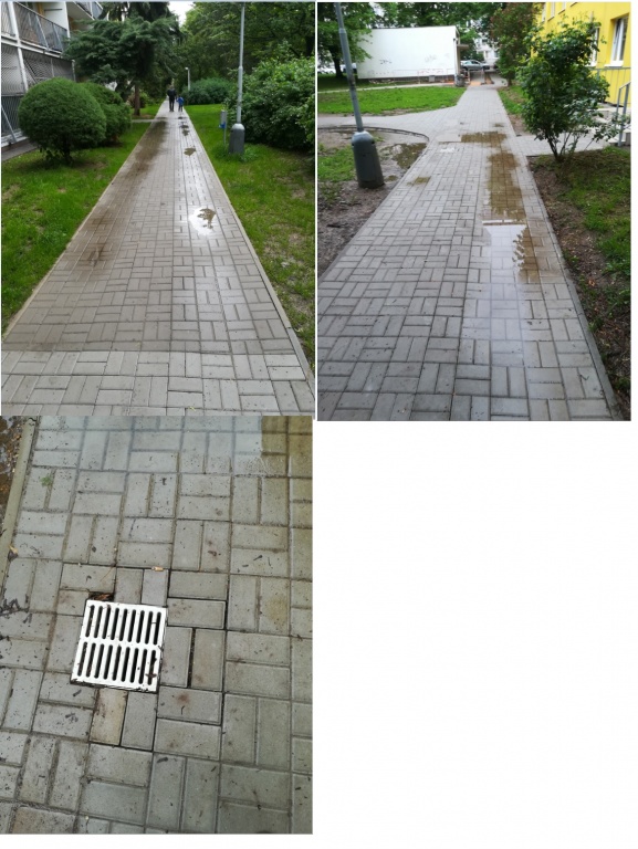 Propadající se chodník a kanalizační vpusti – vnitroblok Šluknovská 